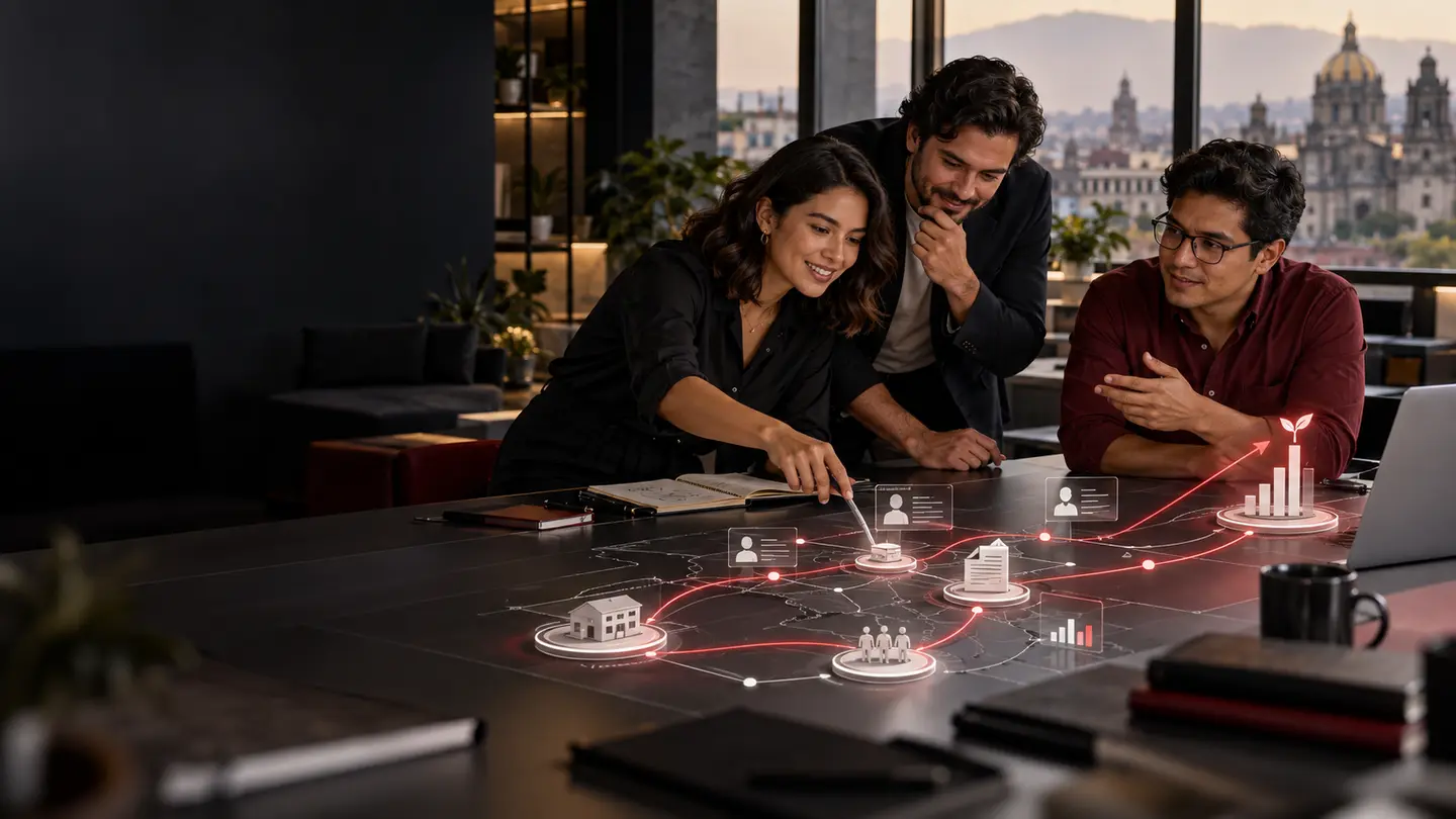 Emprendedores conectando estrategia, información y oportunidades mediante tecnología